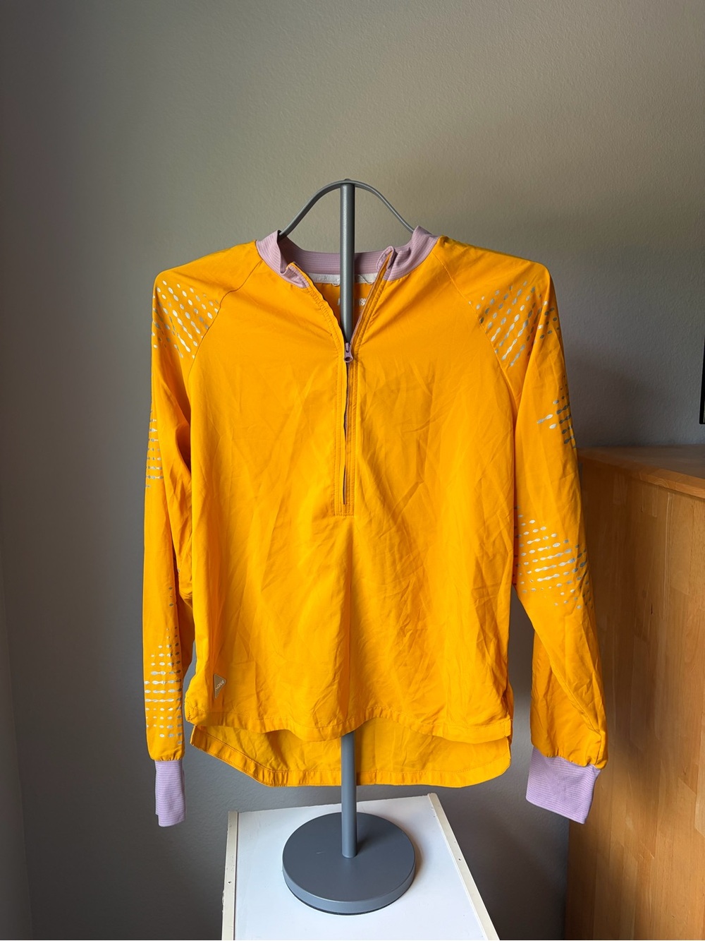Hoka Orange Quarter-Zip Pullover with Lilac Trim